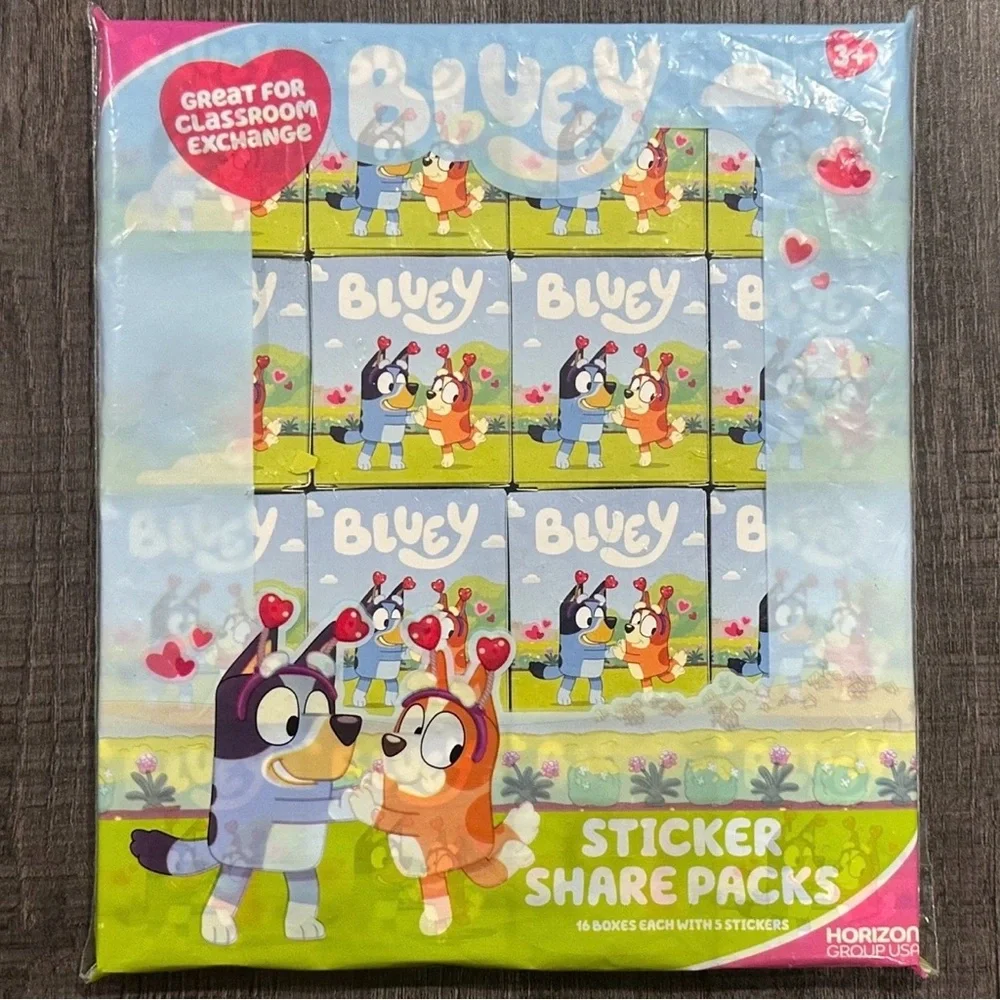 💞 New Bluey 16-Pack Sticker Share Packs Party Favor Boxes